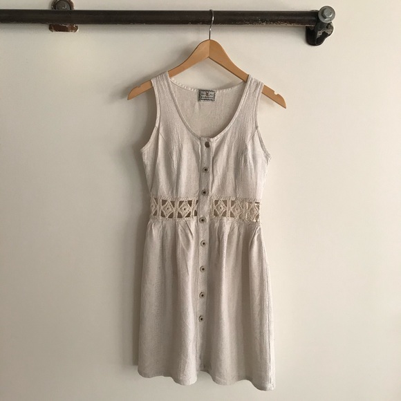 Vintage Beige Linen Dress - Picture 1 of 6